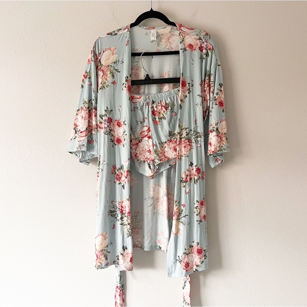 Flora by Flora Nikrooz Thora Knit Wrap Robe, Shorts Pajama Set